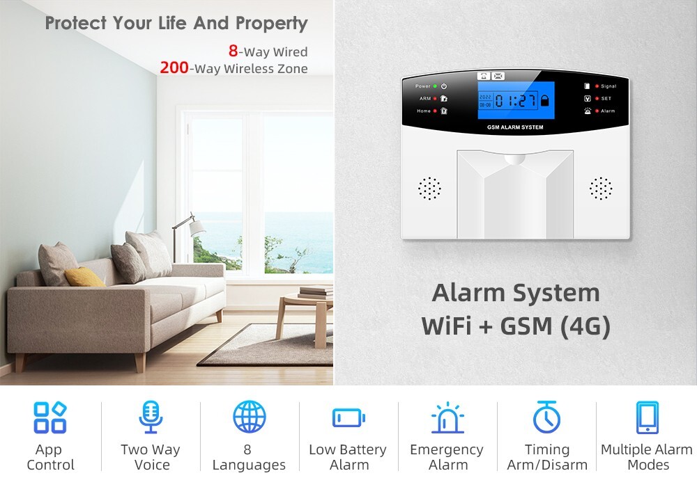 Sistema di Allarme Casa Senza Fili, WiFi + GSM, antifurto casa TUYA Smart Home - immagine 5