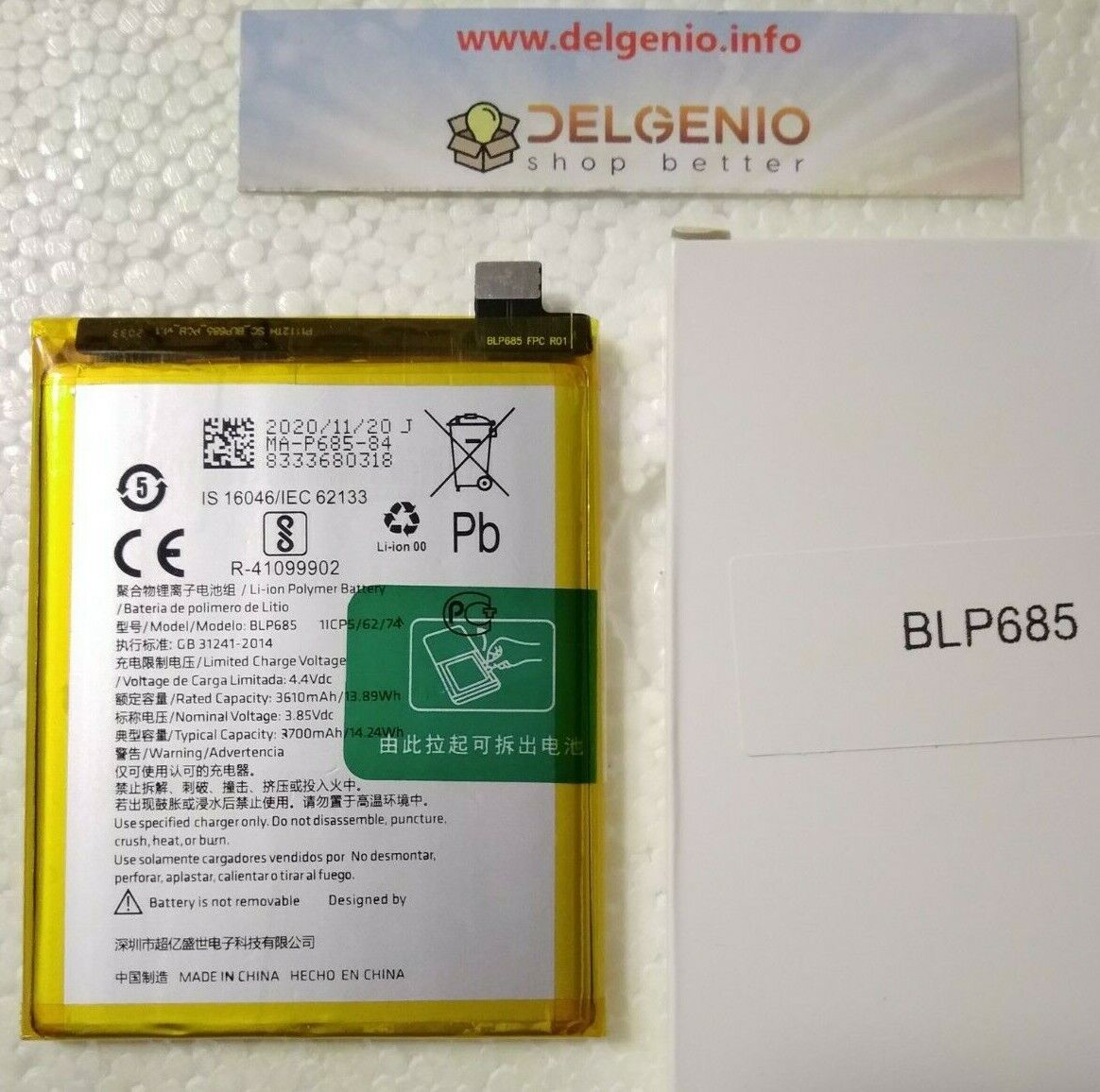 ONEPLUS BATTERIA RICAMBIO ORIGINALE IONI LITIO BLP685 3700mAh PER ONEPLUS 6T - 7