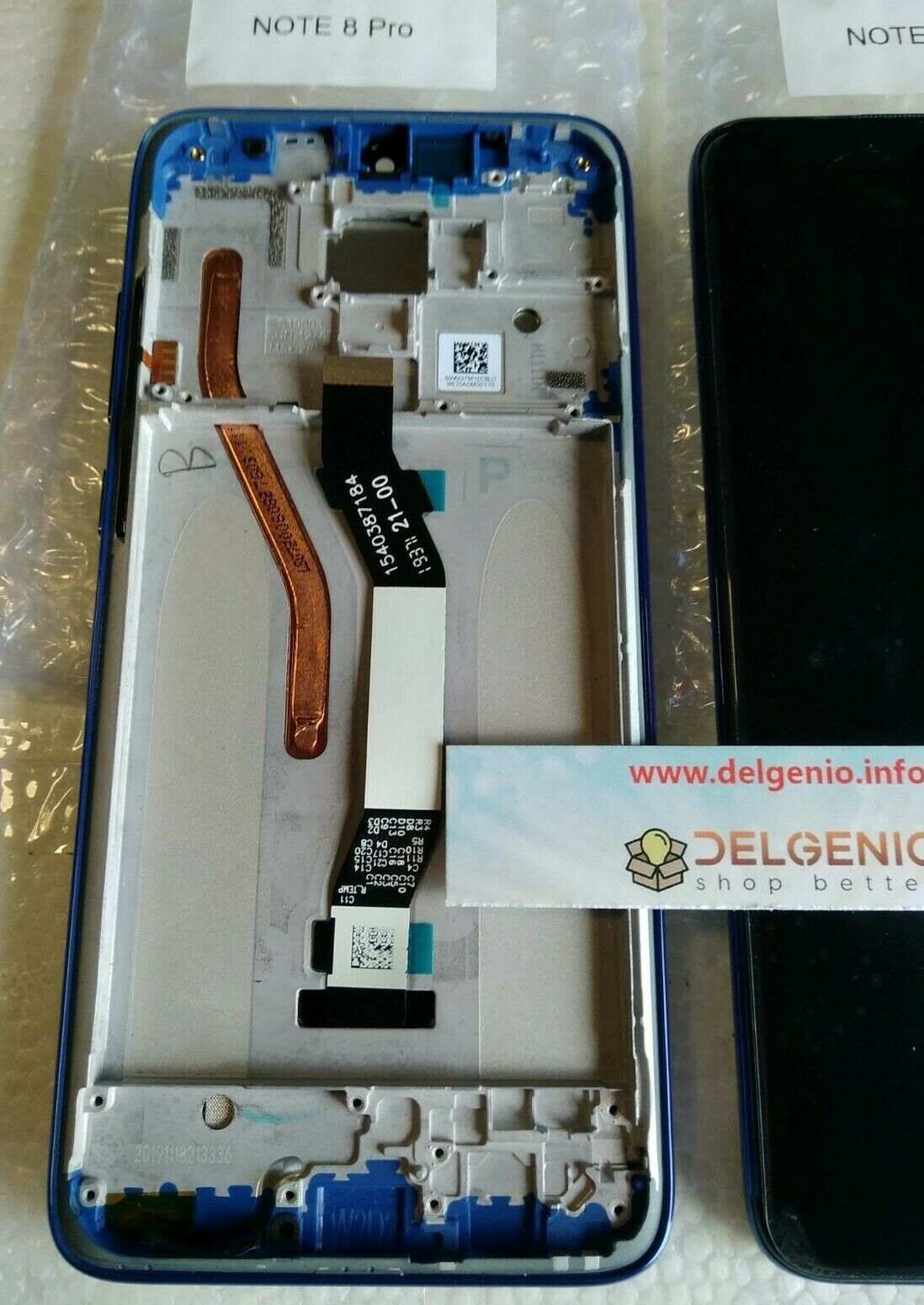 DISPLAY LCD TOUCH SCREEN ORIGINALE + FRAME XIAOMI REDMI NOTE 8 PRO M1906G7G BLU - immagine 2