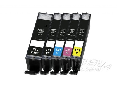 kit 10 CARTUCCE CHIP COMPATIBILI X PGI-550Bk CLI-551Y CLI551 IP7250 MG5450 XL