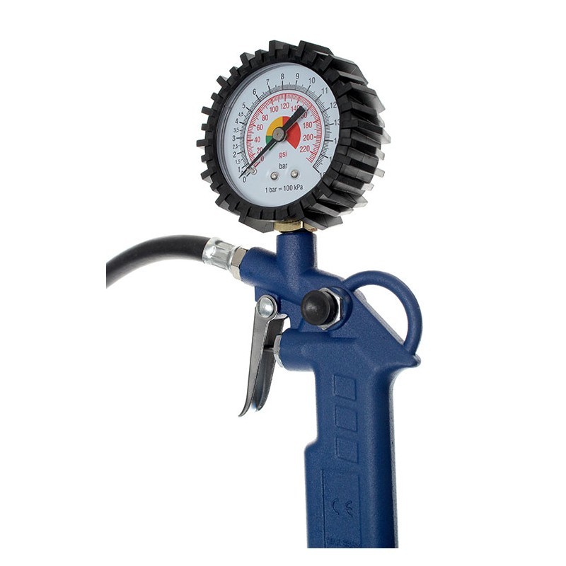 PISTOLA MANOMETRO PER COMPRESSORE GONFIAGGIO GOMME PNEUMATICI AUTO PROFESSIONALE - immagine 2