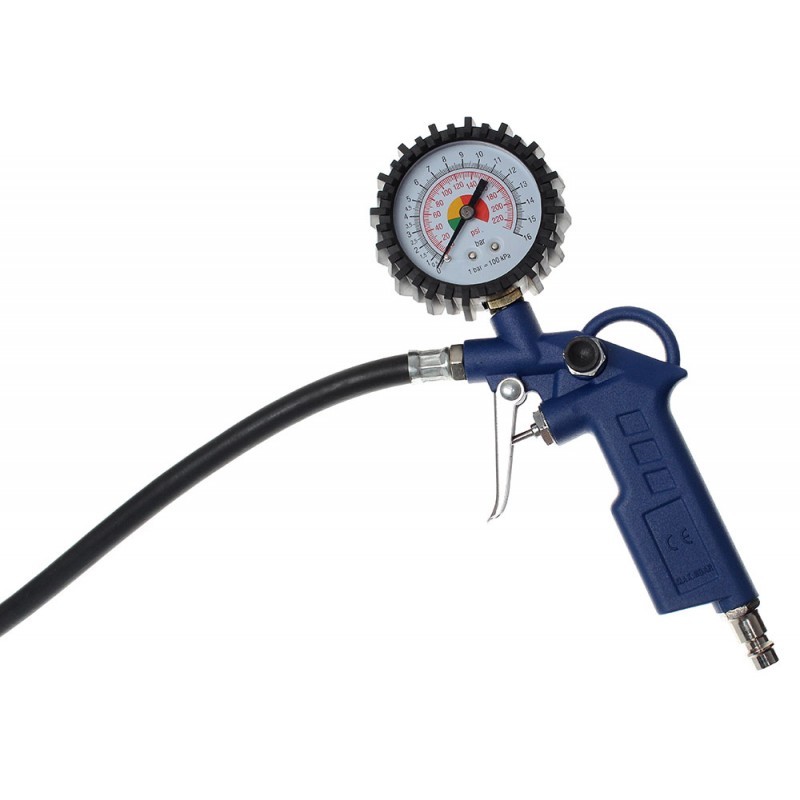 PISTOLA MANOMETRO PER COMPRESSORE GONFIAGGIO GOMME PNEUMATICI AUTO PROFESSIONALE - immagine 3