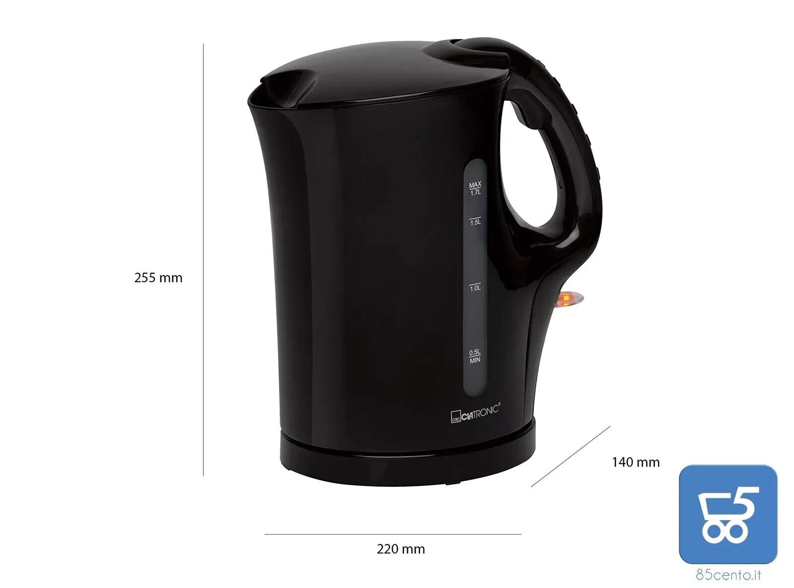 Bollitore 1.7 lt 200W Acciaio inossidabile Clatronic WK 3445 220V Nero B&B AIR