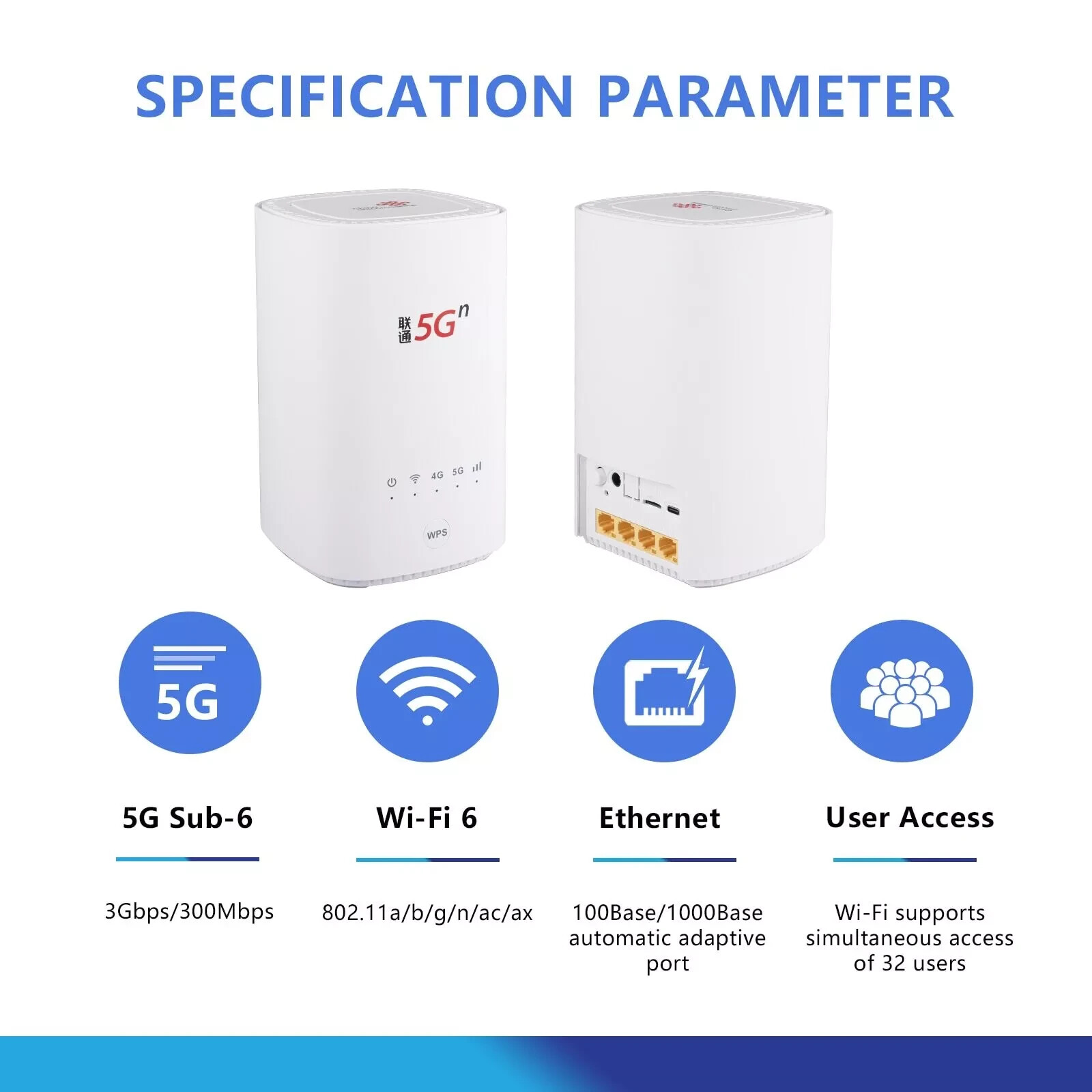 Unlocked 5G CPE VN007 + 4G/5G Wifi Modem Router 2.3Gbps with Sim Card Slot - immagine 9