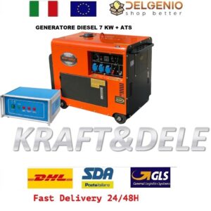 GRUPPO ELETTROGENO diesel silenziato monofase Kraft&Dele + ATS 7KW trifase