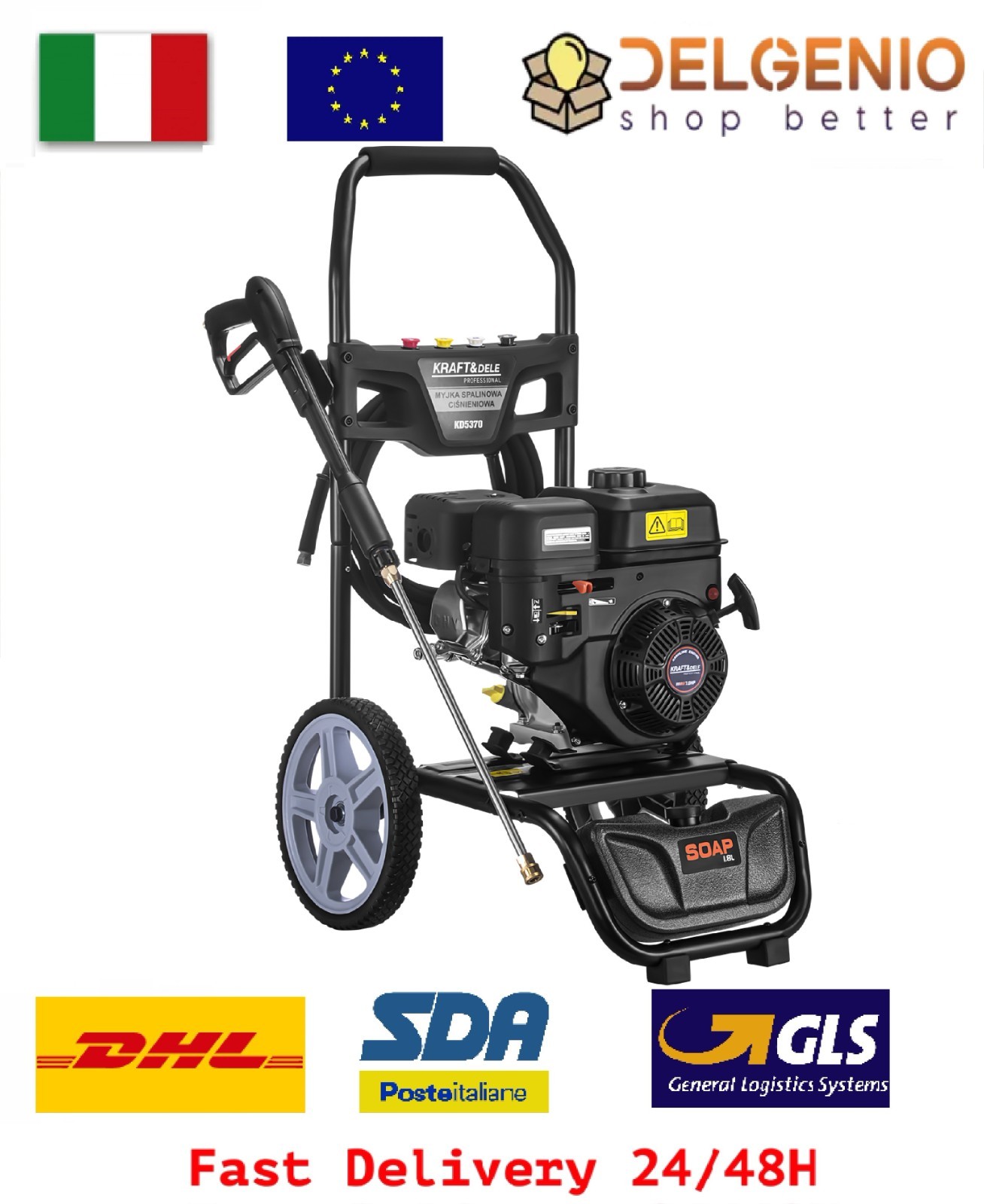 IDROPULITRICE ACQUA FREDDA A SCOPPIO ALTA PRESSIONE 7HP 360 BAR 660LT/H KRAFT&DE