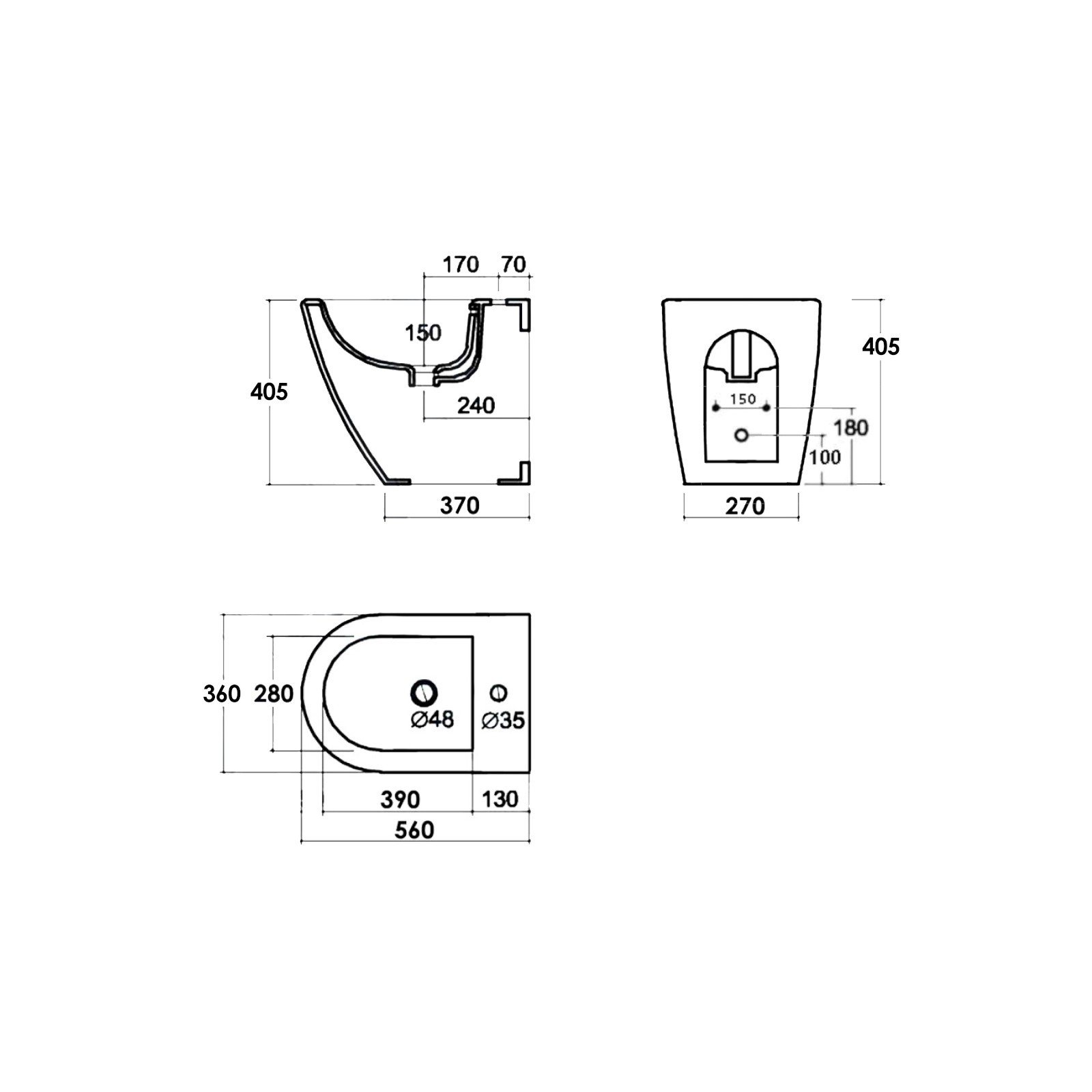 SANITARI BAGNO BIDET CROMA FILOMURO A PAVIMENTO - immagine 3